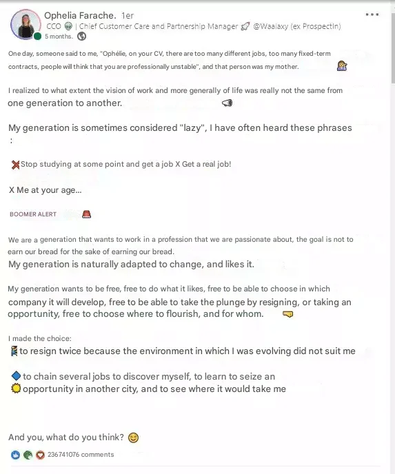 Example of a viral LinkedIn post