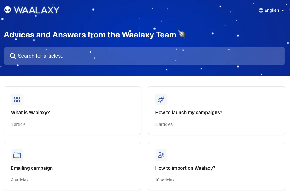 Waalaxy help center pagina