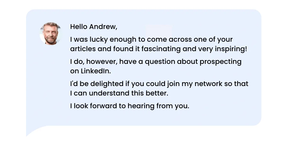 LinkedIn connection message templates : Author of an article or post.