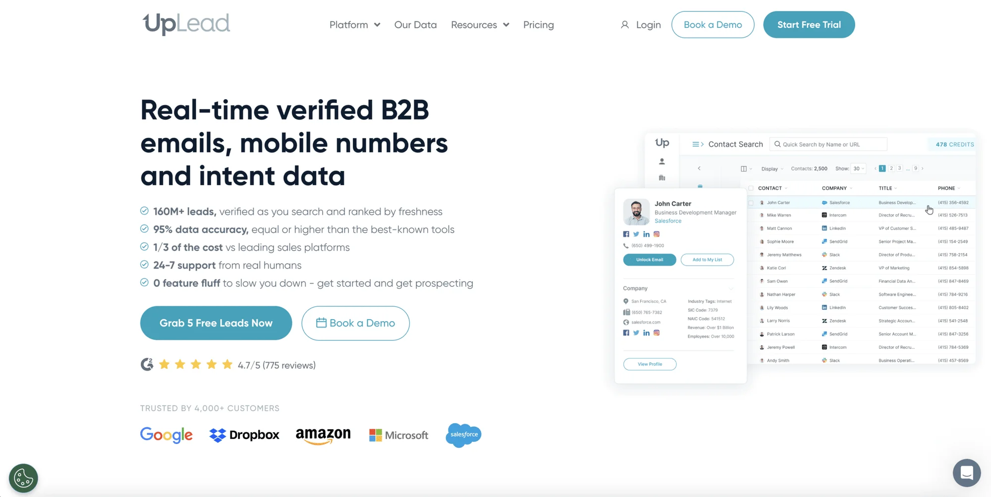Alternative di Seamless ai : UpLead