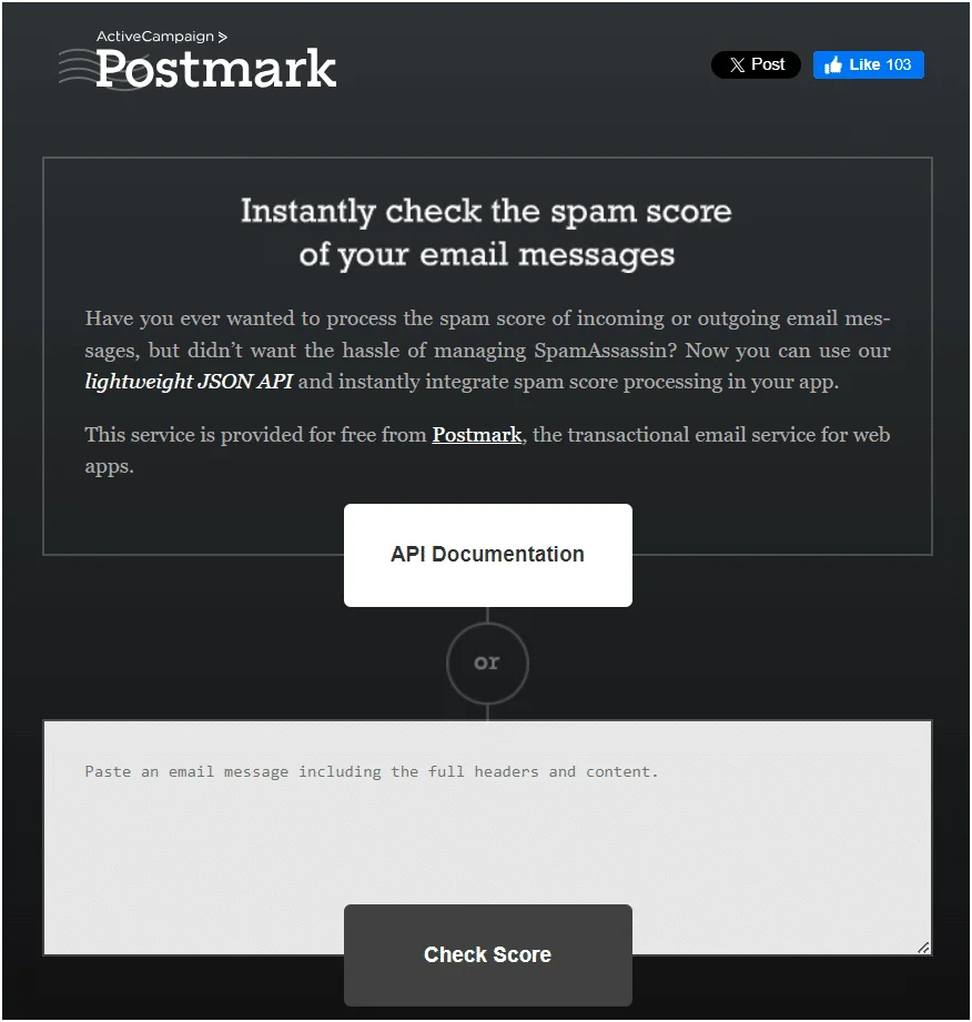 "Spam Checker" free mail tester