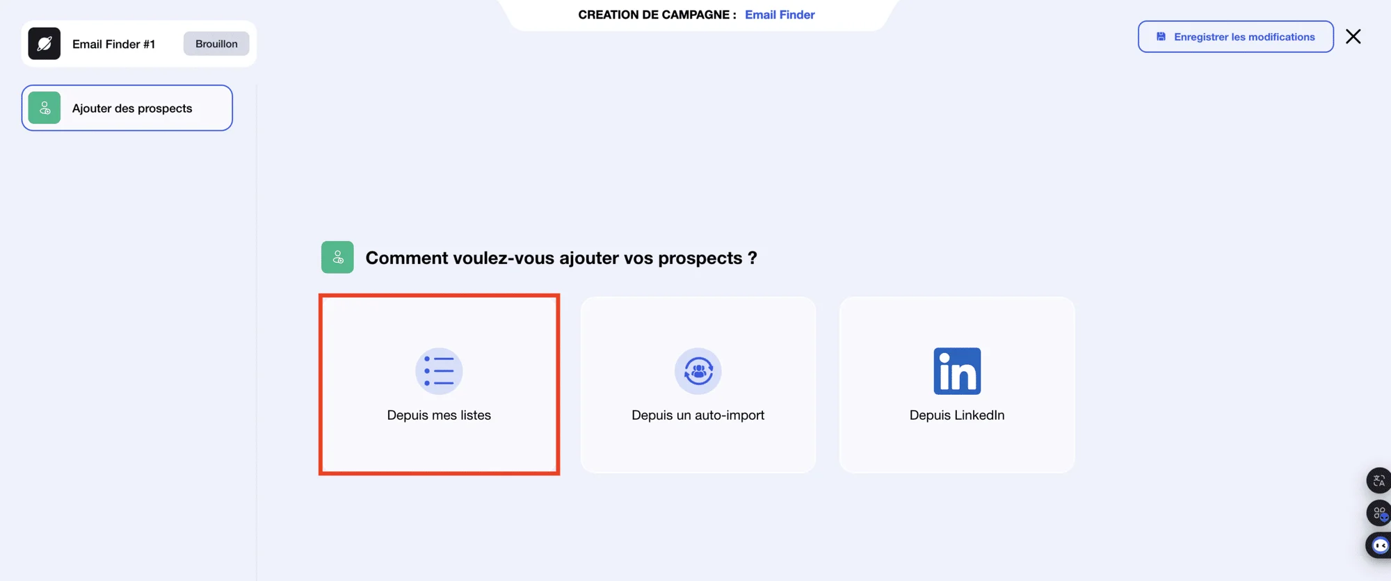 Localizador de correio eletrónico : Adicionar uma lista de contactos.