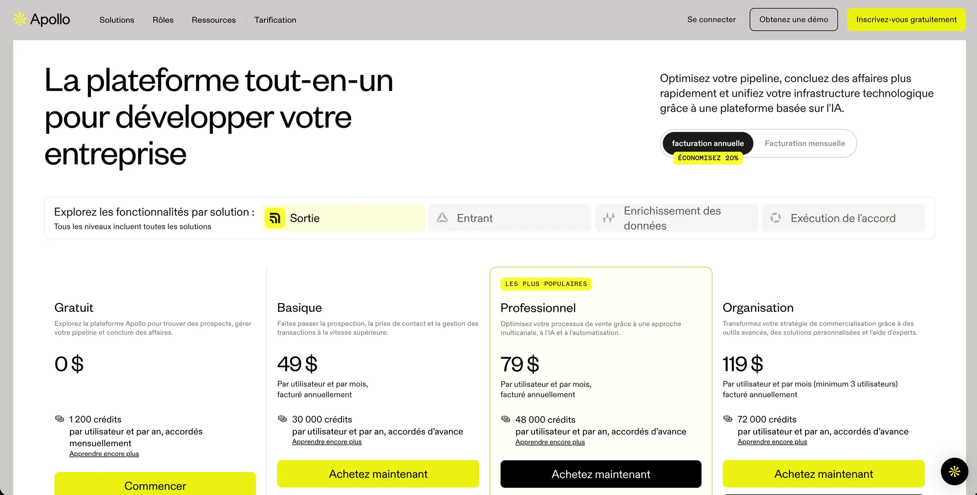 Apollo.io prix