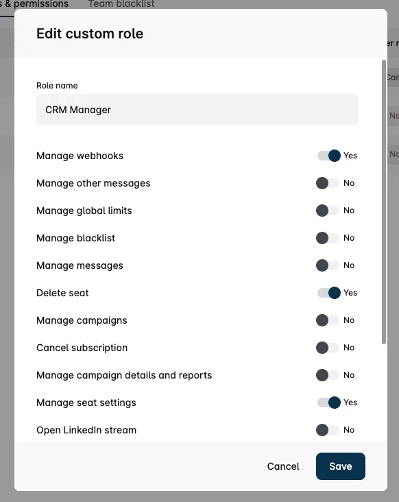 team permissions on leadin