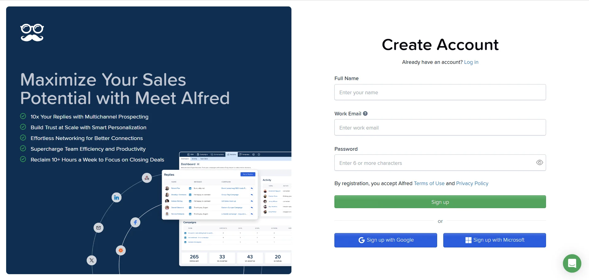 Onboarding on Meet Alfred