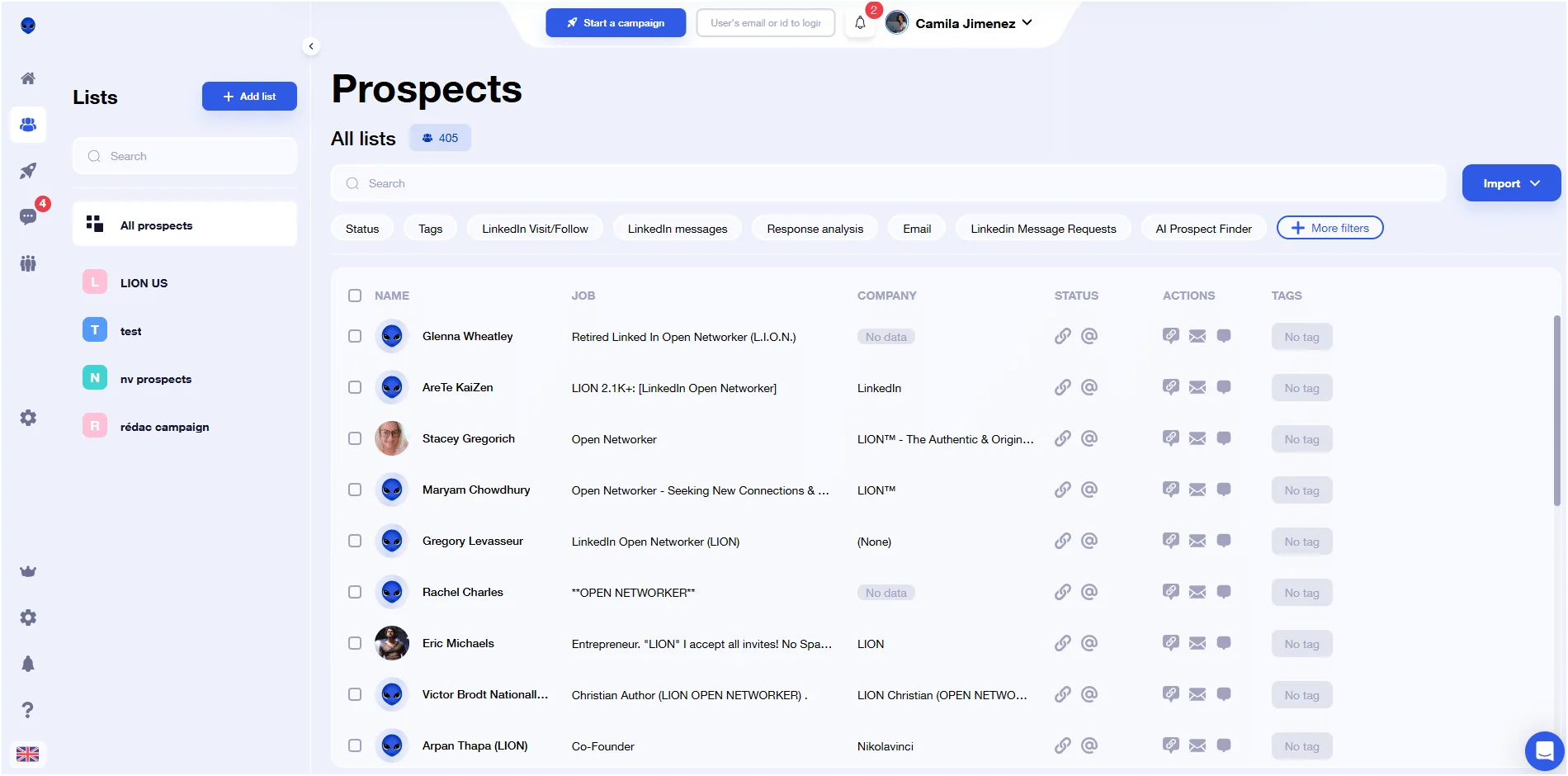 Listas de prospectos de Waalaxy