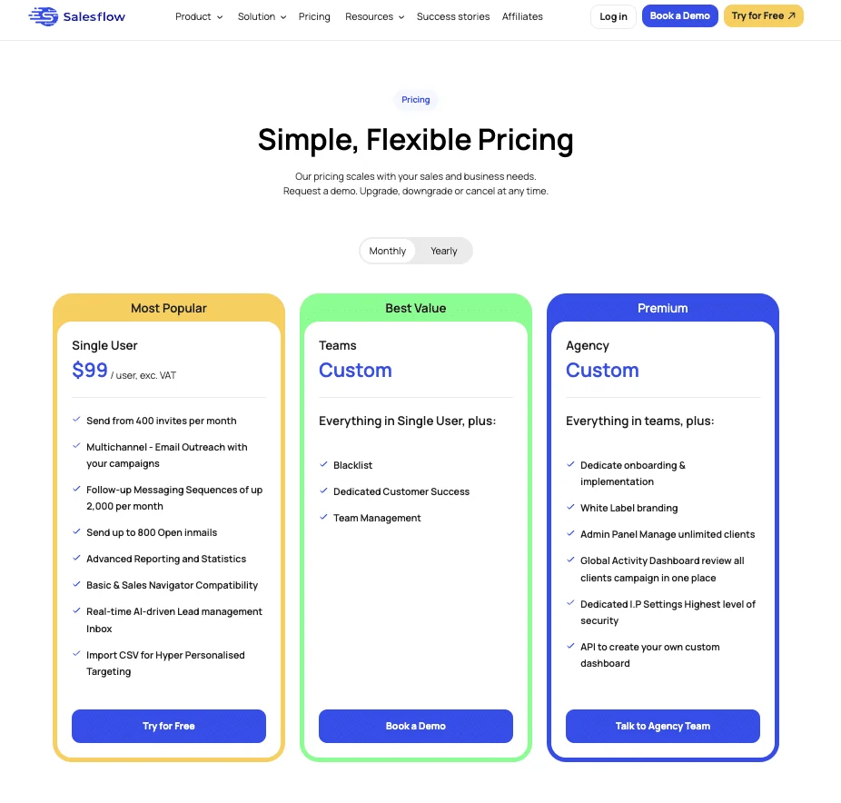 Salesflow rates