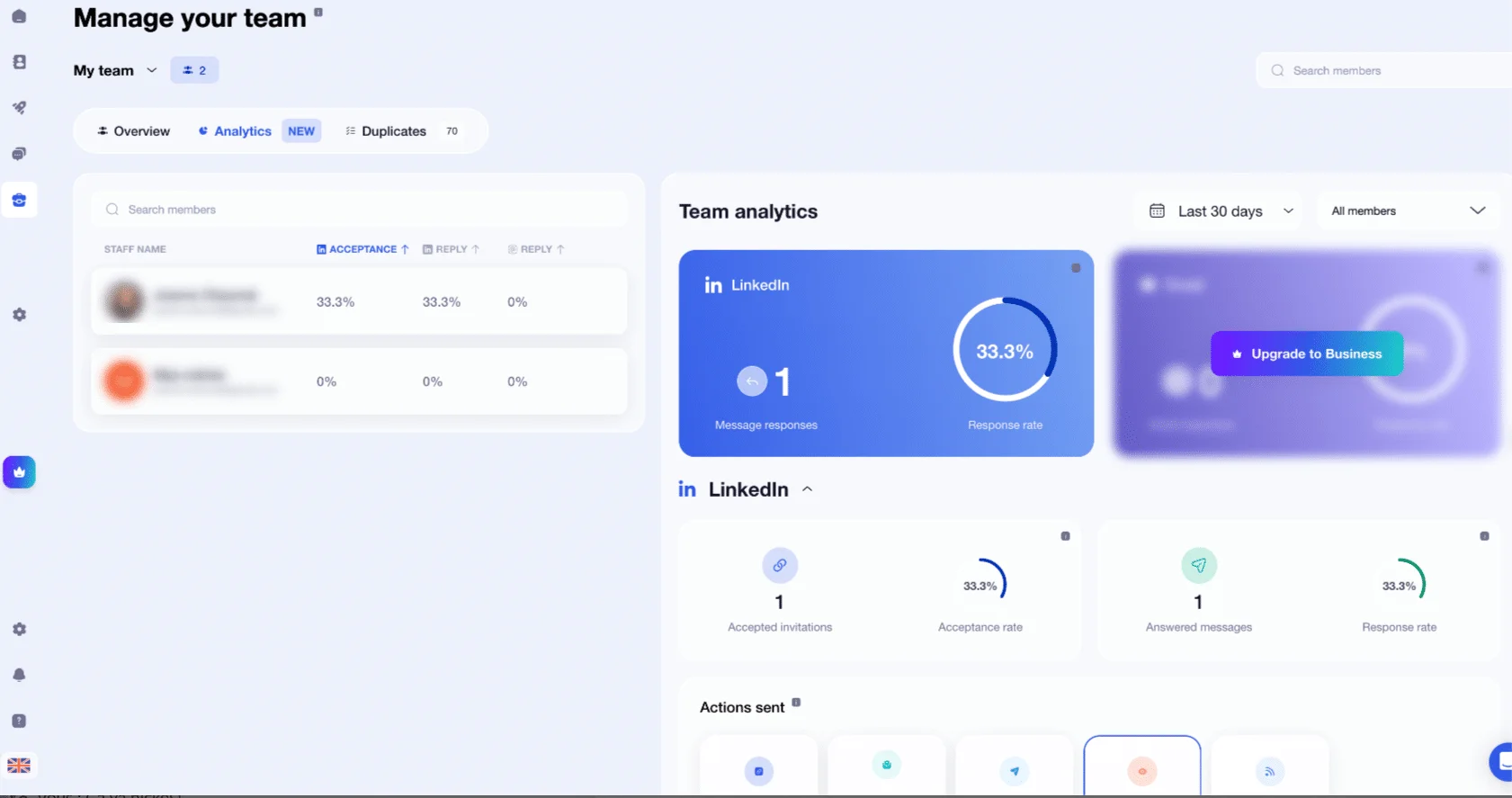 Manage your team on Waalaxy