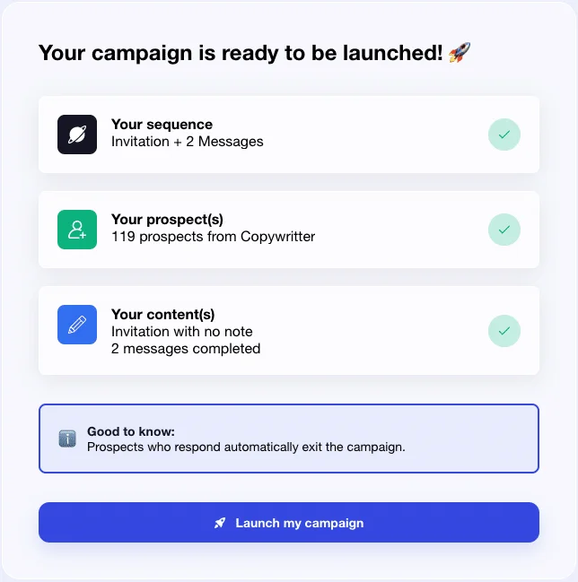 Launch Waalaxy campaign