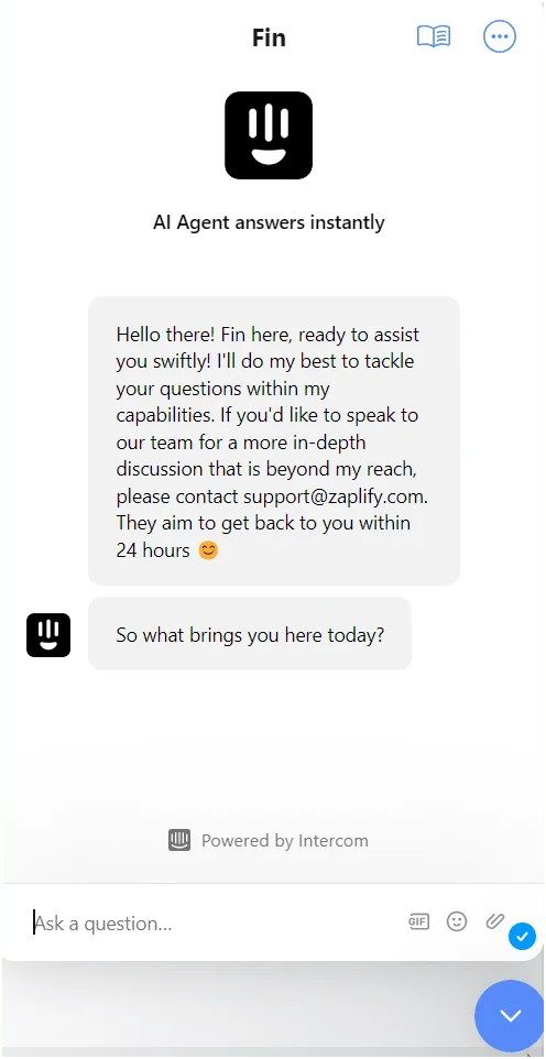 Zaplify chat support