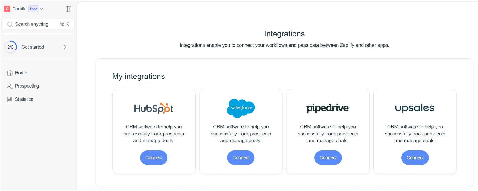CRM integrations on Zaplify