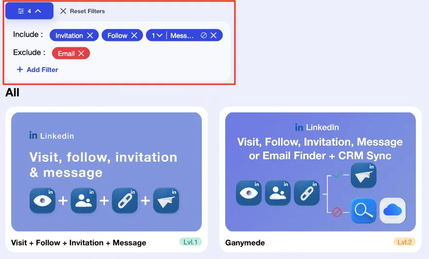 Select Waalaxy sequence with filters