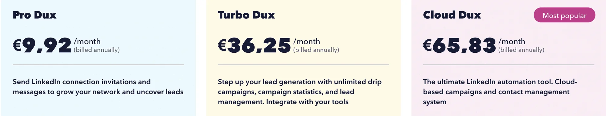 Duxsoup individual rates