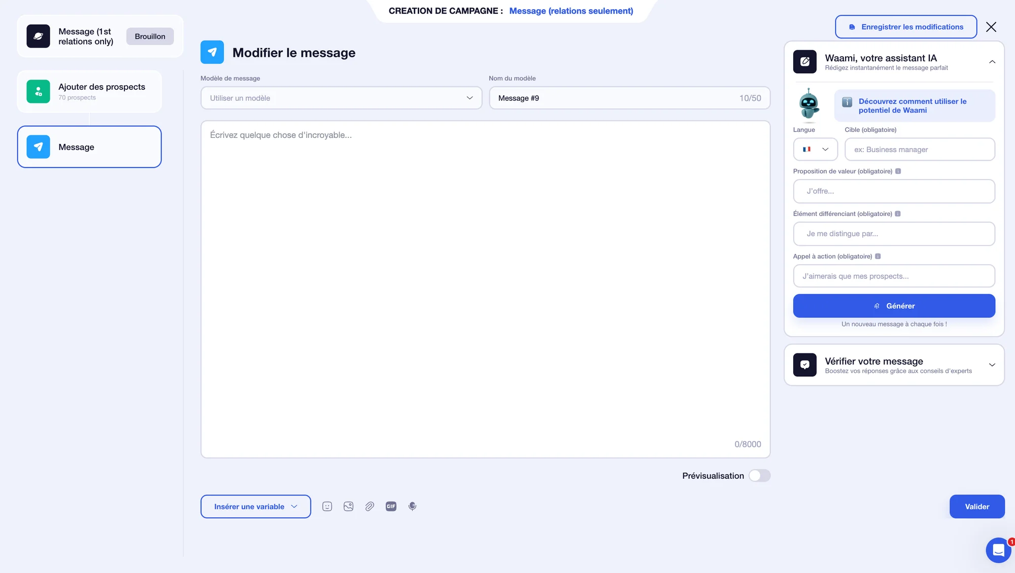 Message avec Waalaxy