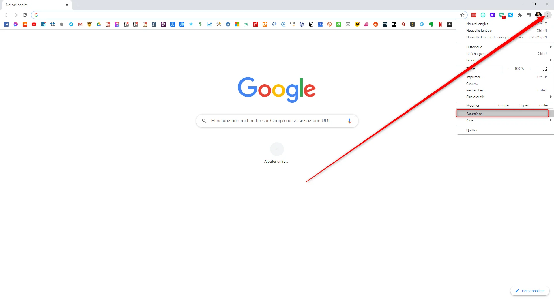 paramètres Google