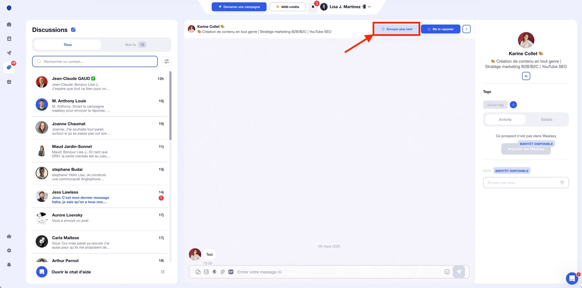 Programmer des messages de relance dans l'Inbox Waalaxy.