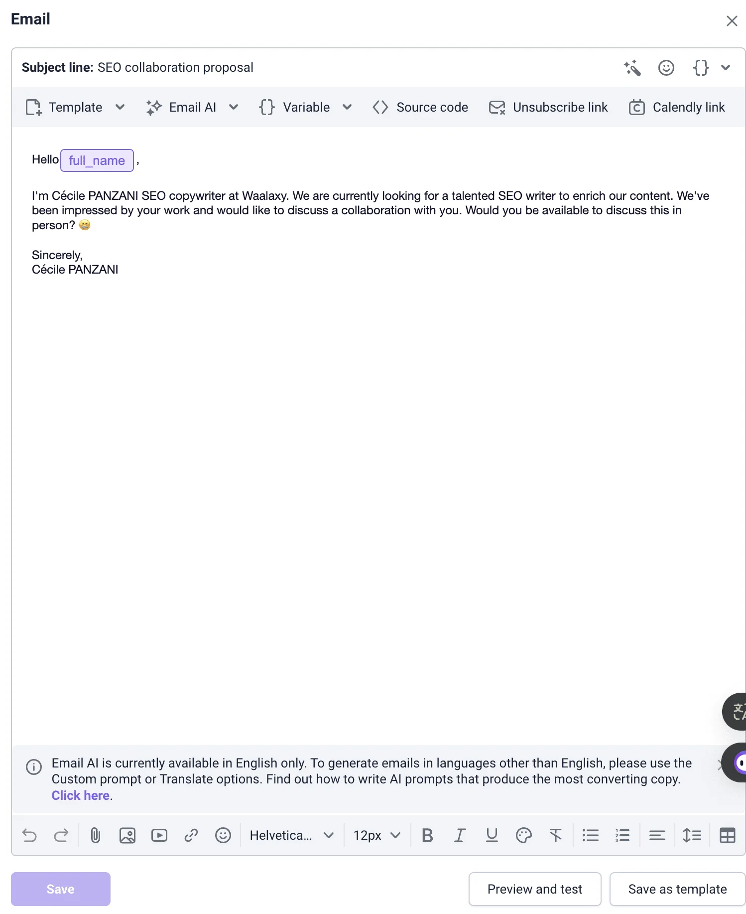 Edit email on Snov.io