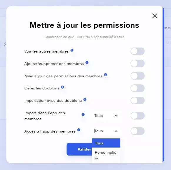 abonnement waalaxy - permission membre team