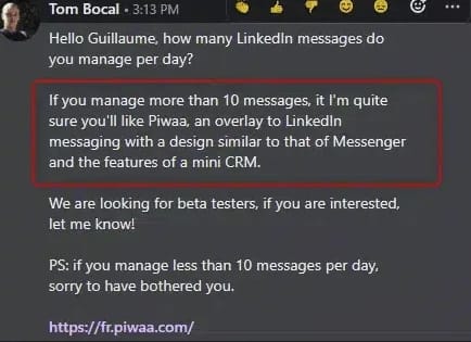 linkedin prospectie bericht voorbeeld