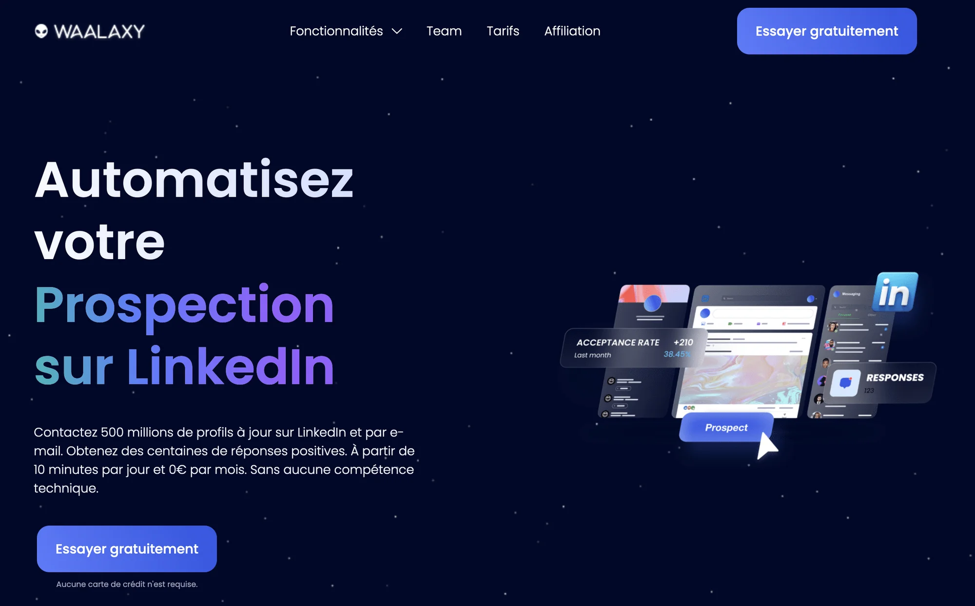 Bot LinkedIn : Waalaxy - Automatiser votre prospection multicanale