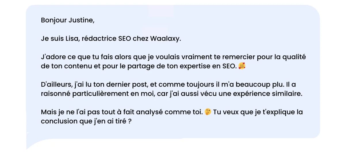 LinkedIn-Dankesnachricht, nachdem Sie relevante Inhalte auf LinkedIn gelesen haben.
