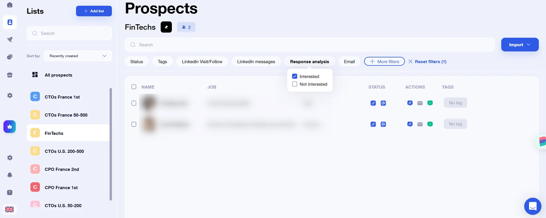 "Response Analysis" filter