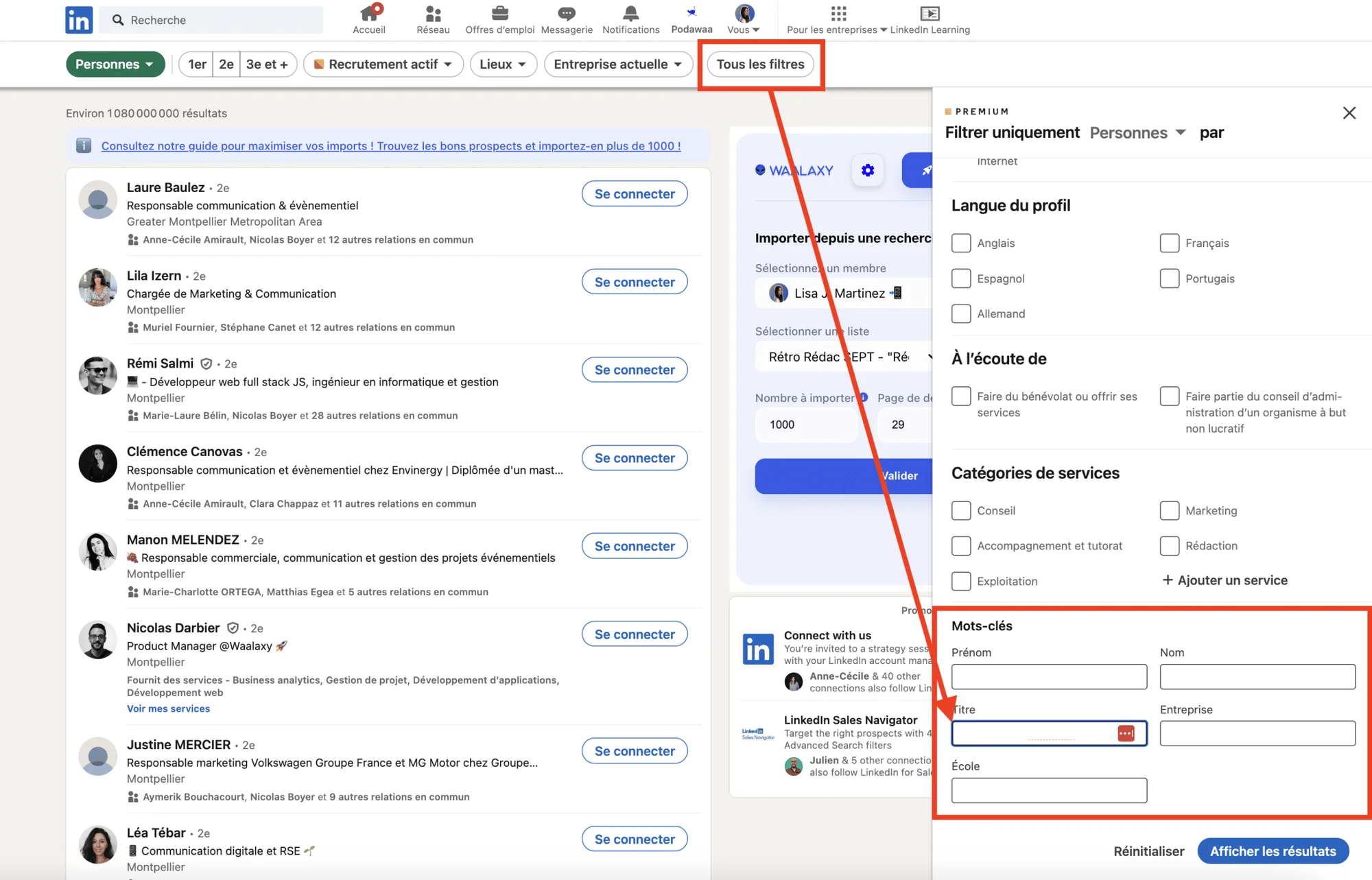 Faire une bonne recherche LinkedIn.