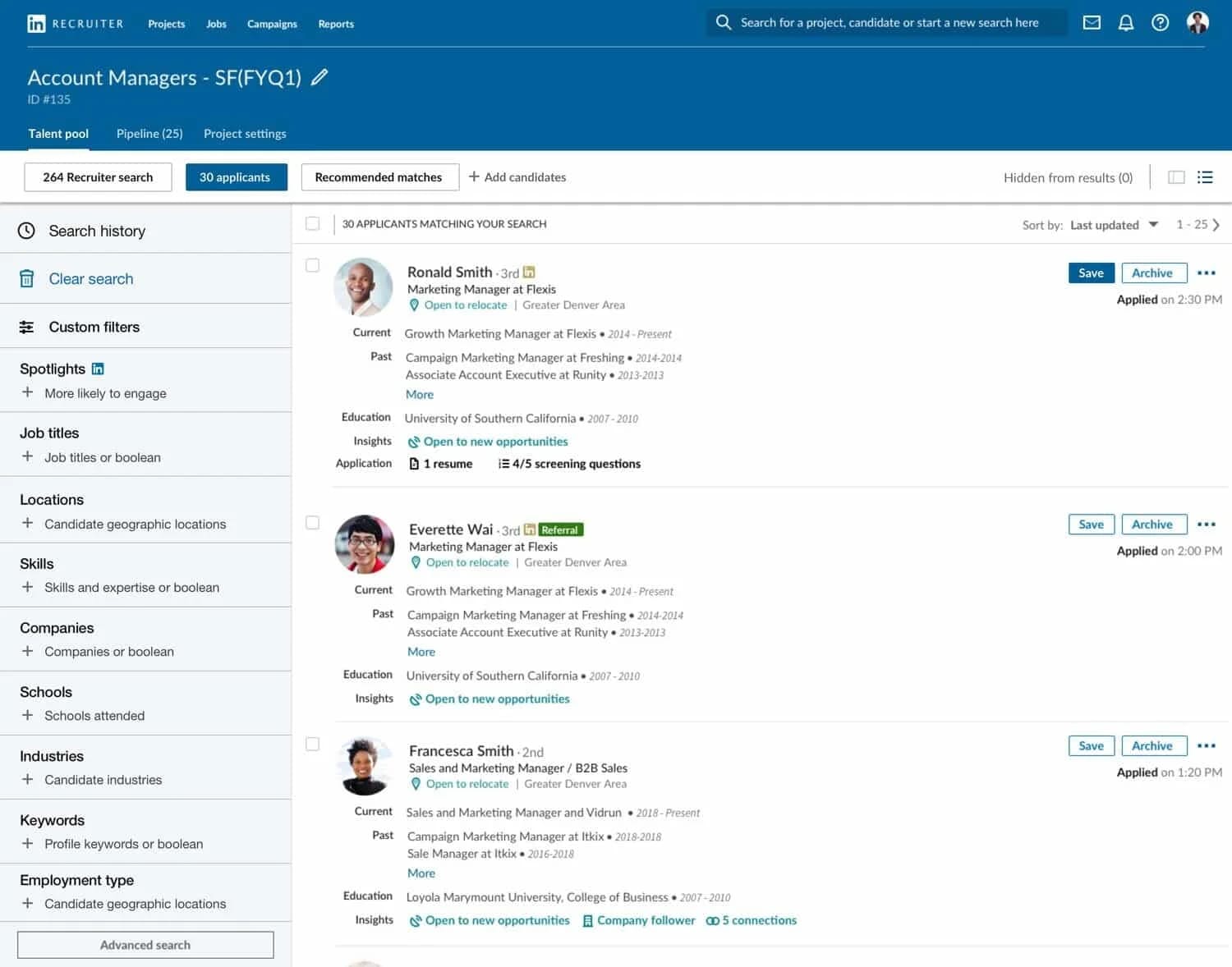 Automazione delle assunzioni: ricerca di candidati con LinkedIn Recruiter
