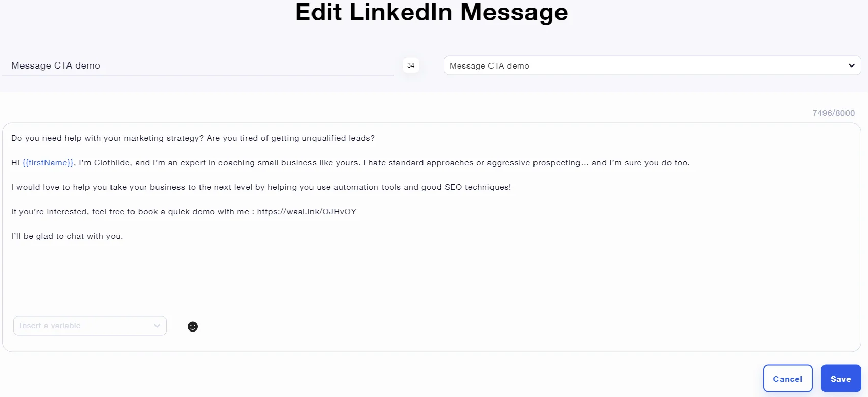 Edit LinkedIn message