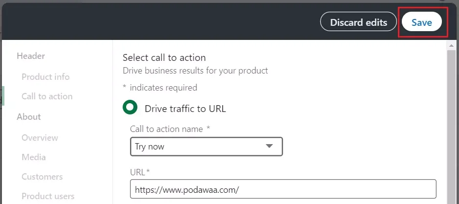 publish the CTA button
