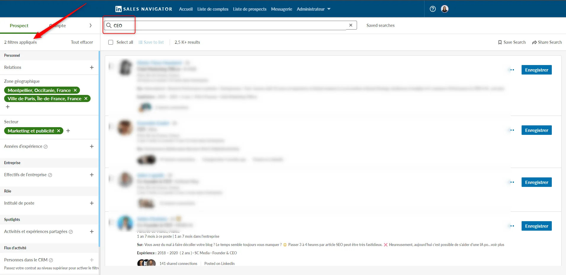 Search LinkedIn Sales Navigator.