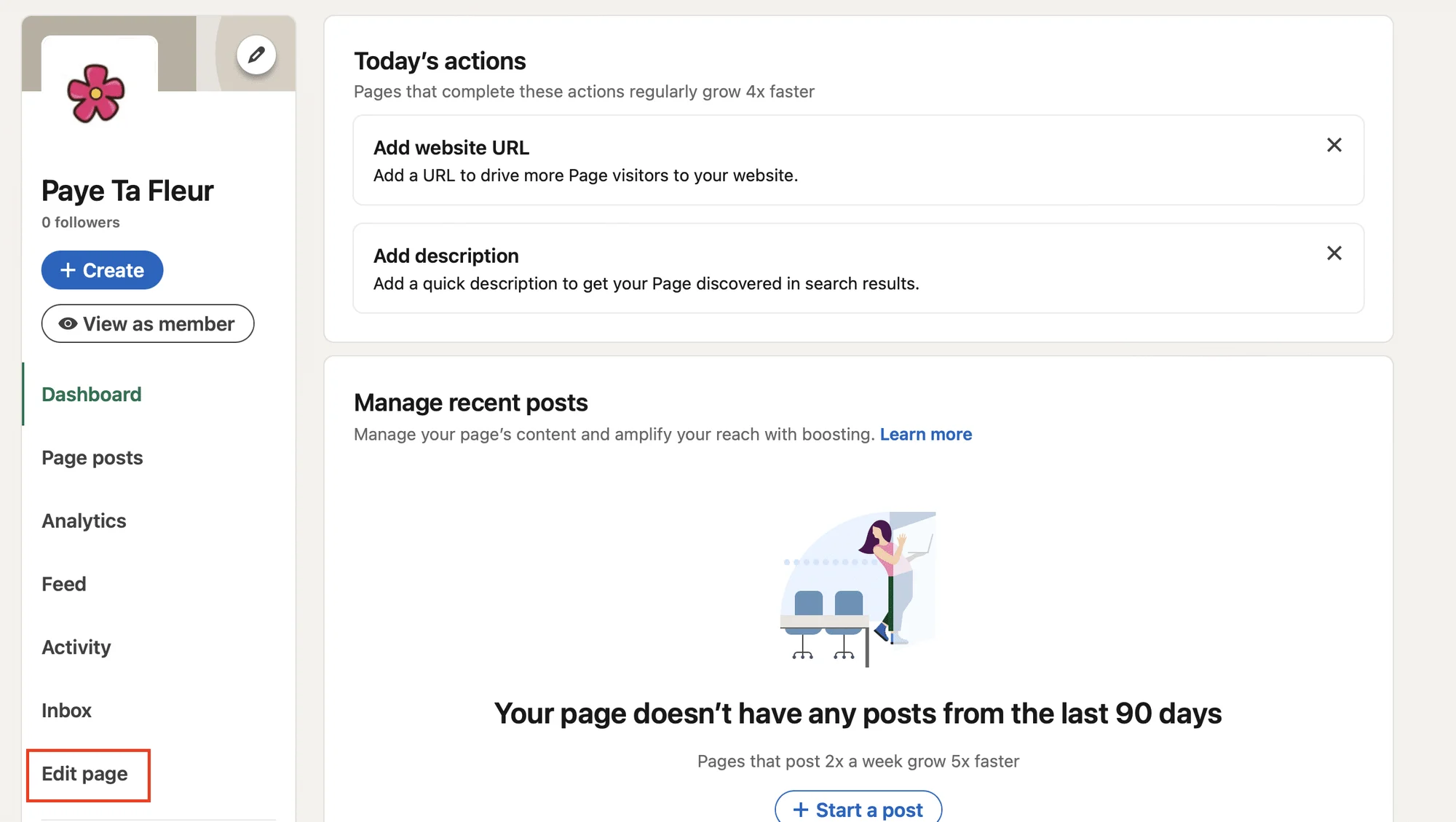 URL di LinkedIn