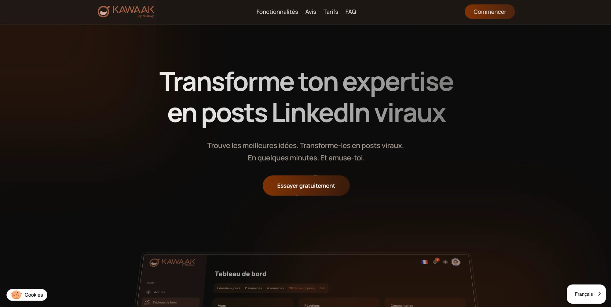 Générer des posts LinkedIn avec l'IA grâce à Kawaak