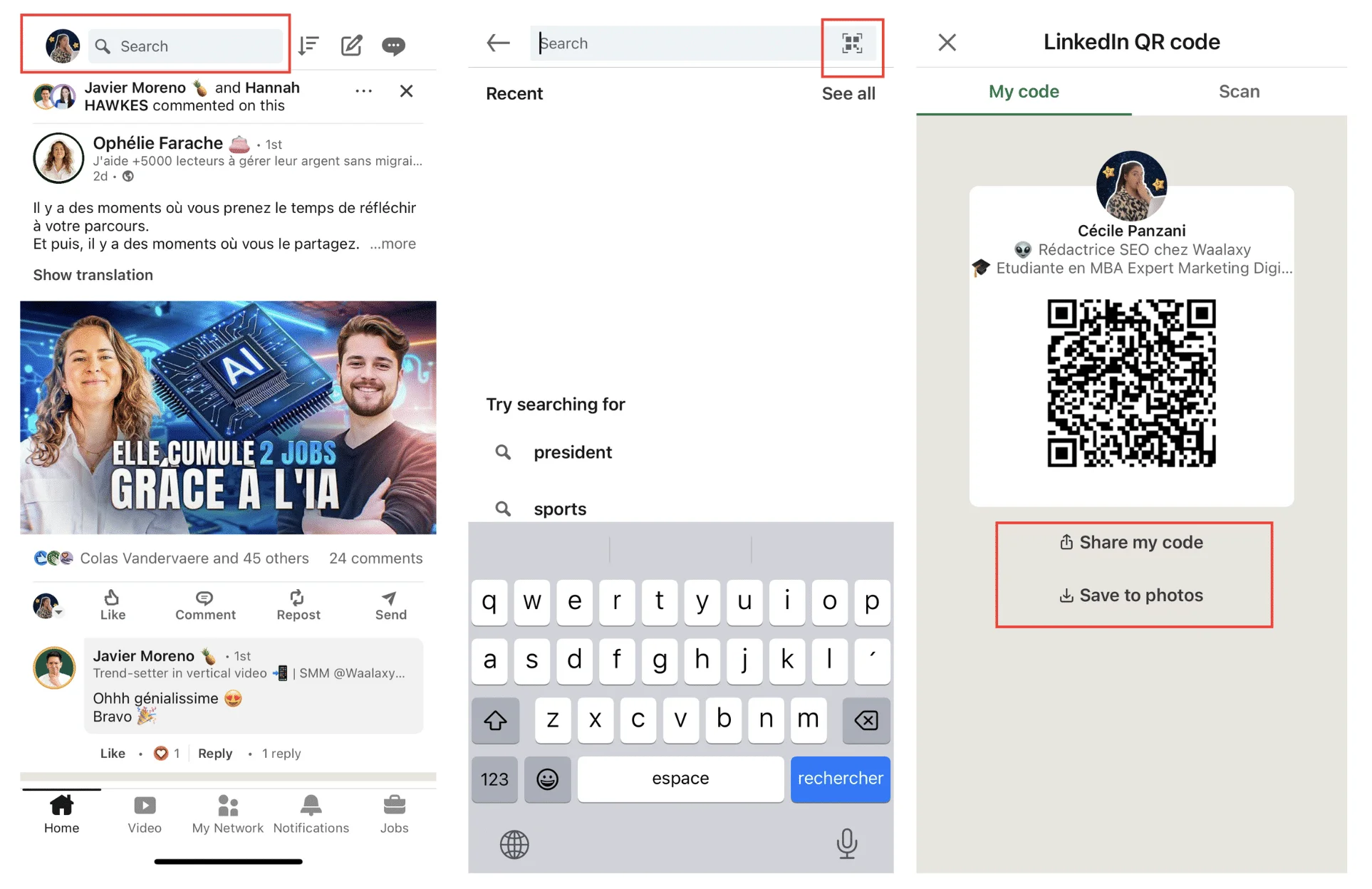 Códigos QR do LinkedIn