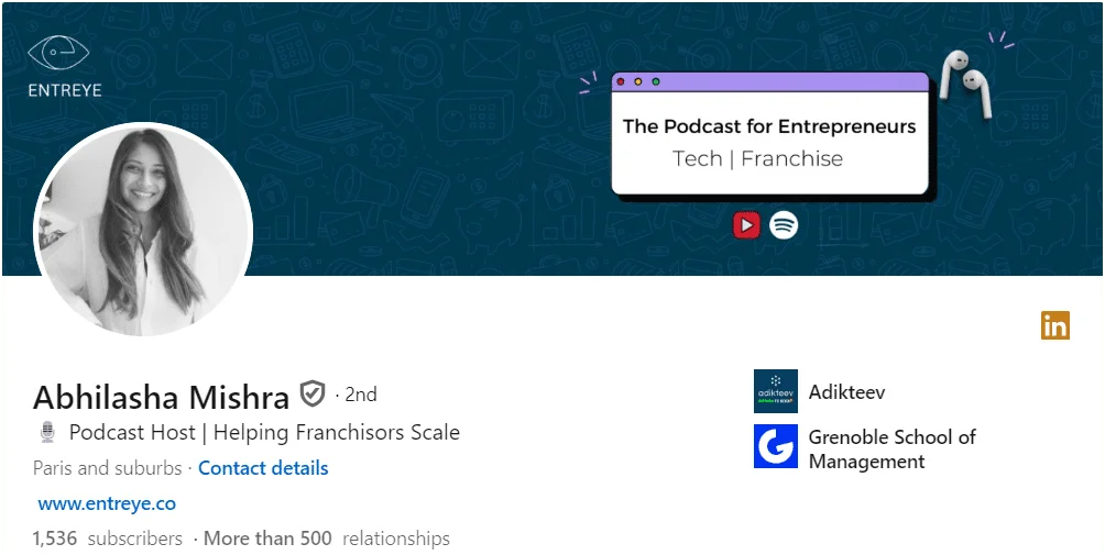 Profilo podcast su LinkedIn