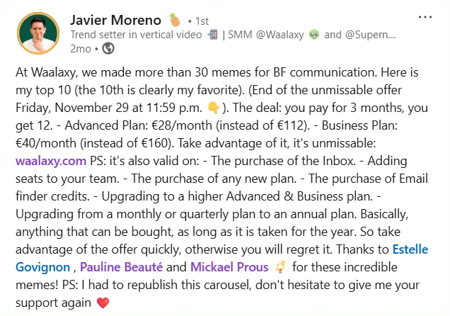 Formatação de posts no LinkedIn