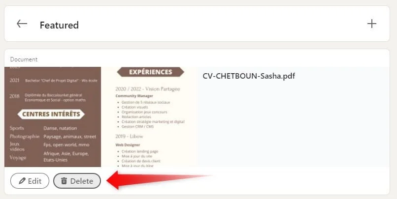 delete a resume on LinkedIn