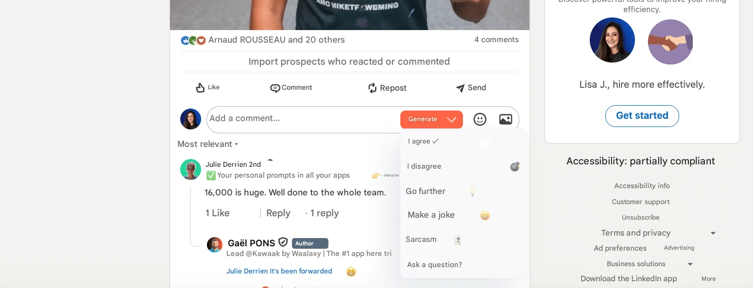 Kawaak - LinkedIn IA comments generator