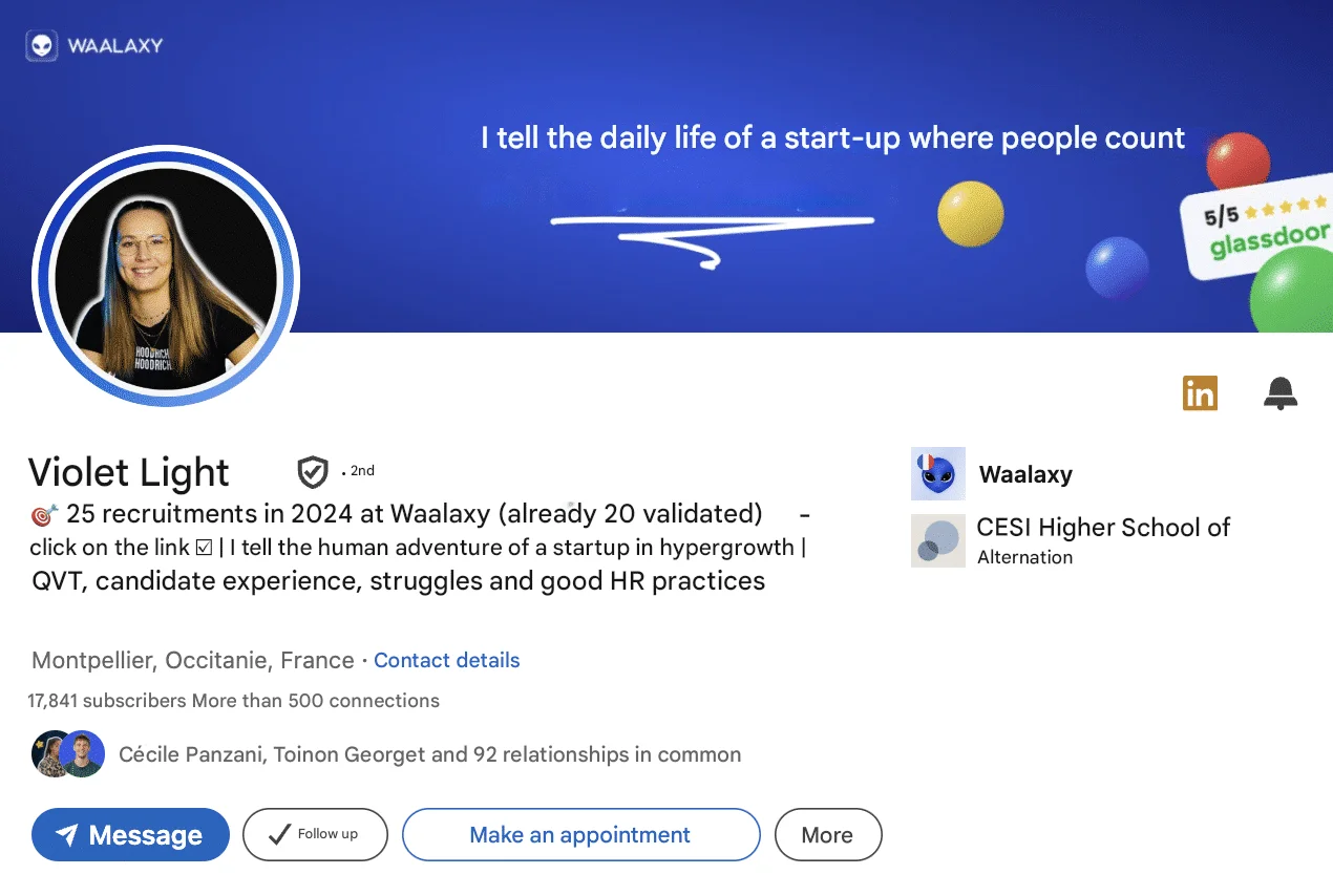 Esempio di titolo LinkedIn 3: per i reclutatori.