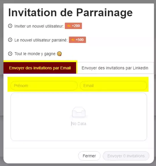 Or by sending them an invitation by email:
