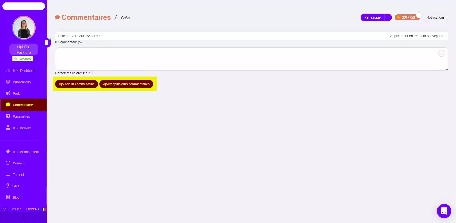 How to make a list of comments?