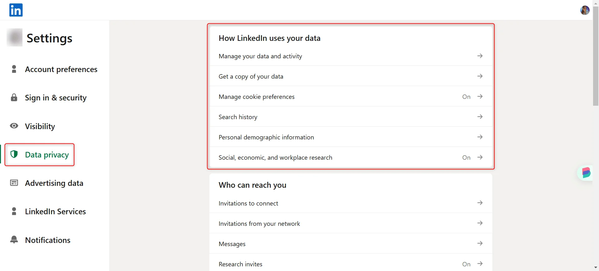 LinkedIn data privacy