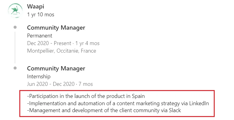 cv expérience professionnelle
