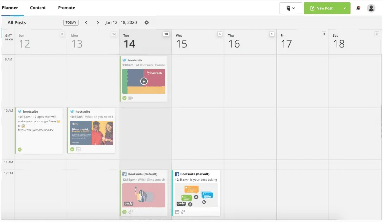 Hootsuite calendar