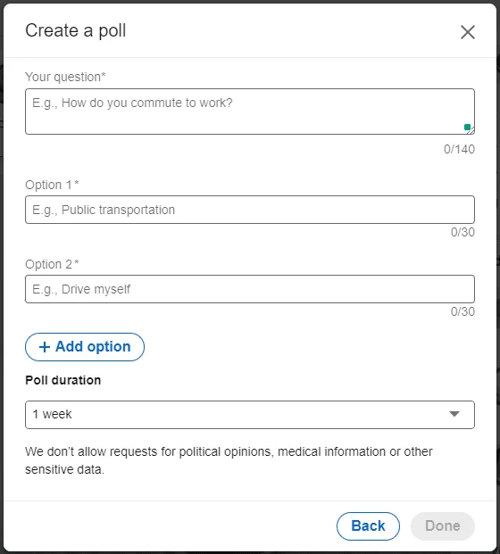 Fill in the different parts
