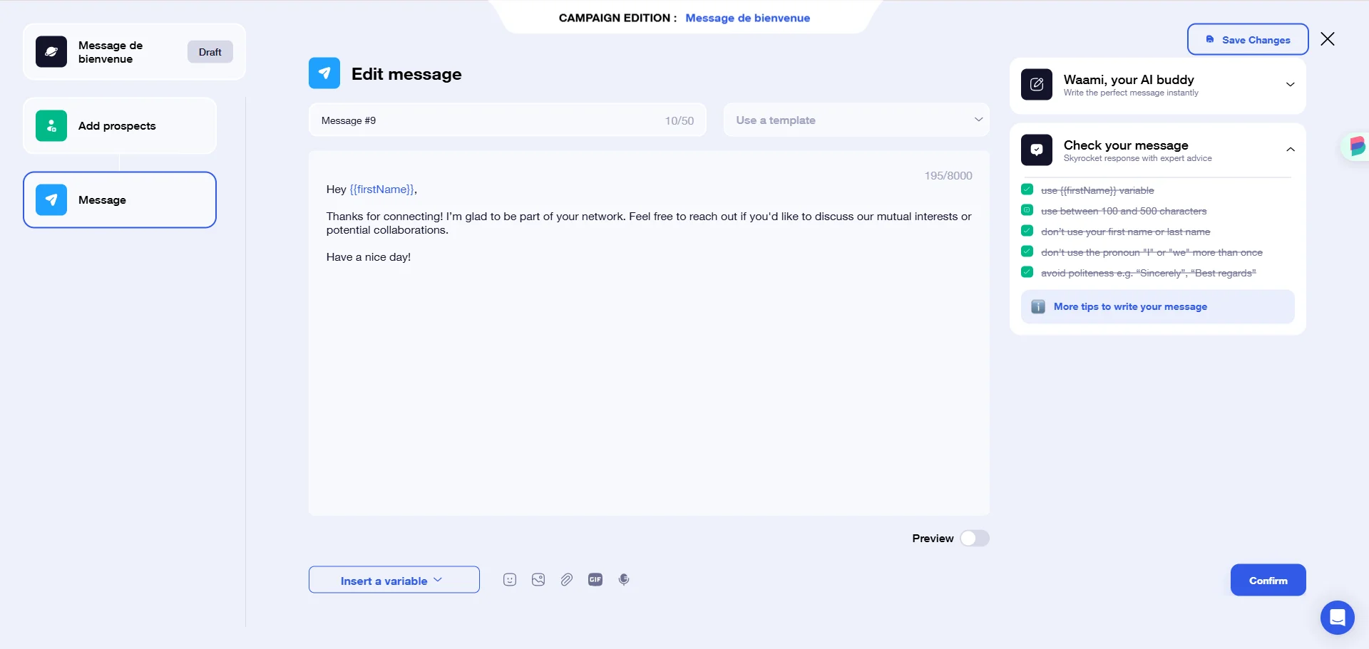 write your welcome message