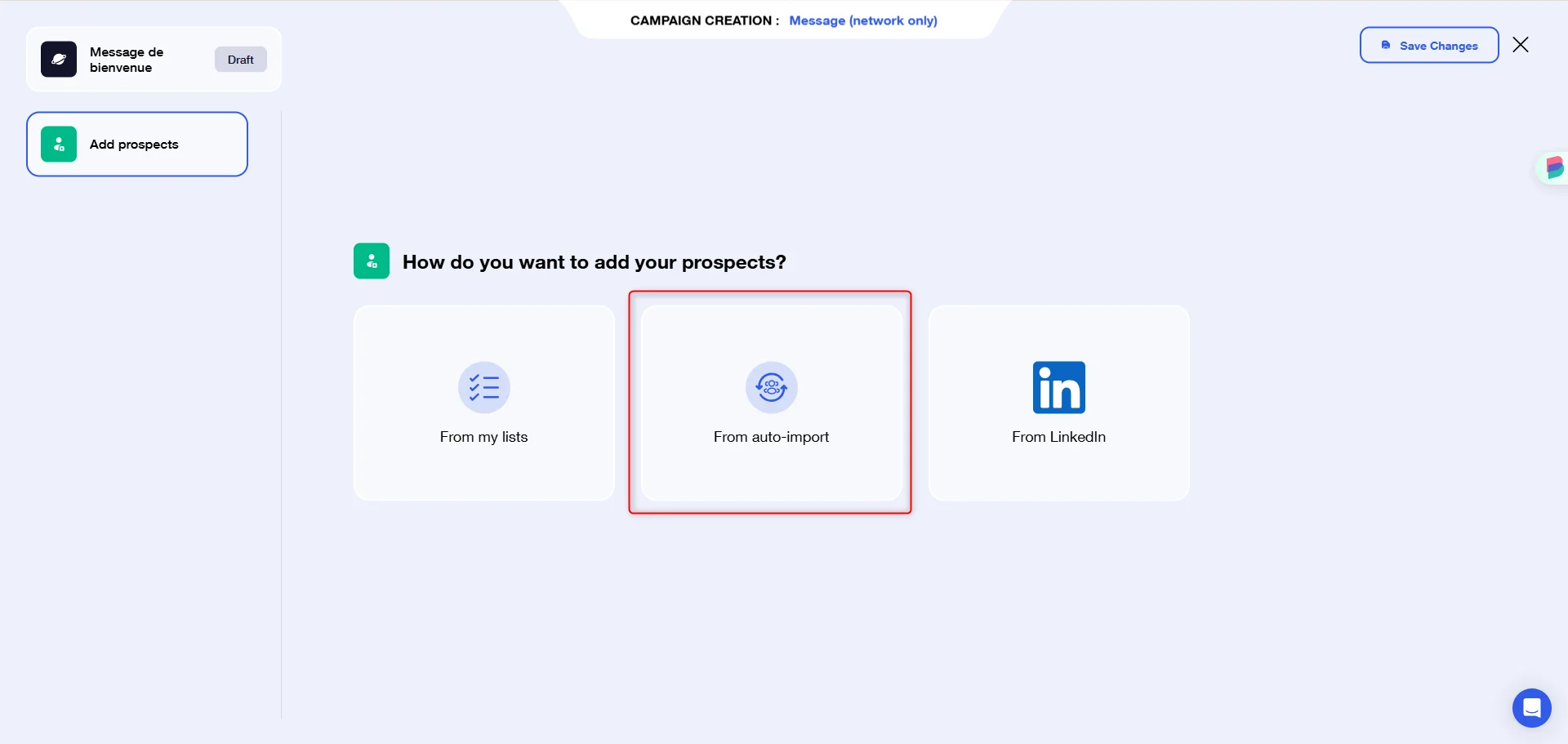 Auto-import prospect in Waalaxy campaign