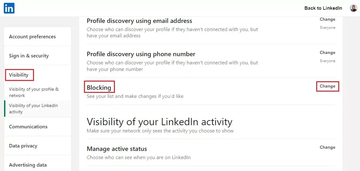 Sperrliste LinkedIn