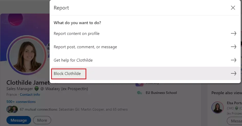 Blockmeldung LinkedIn