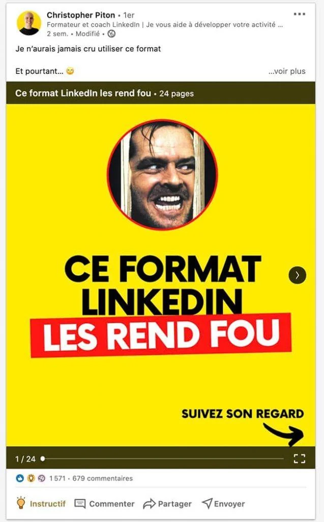 exemple d'un carrousel <strong>linkedin</strong>